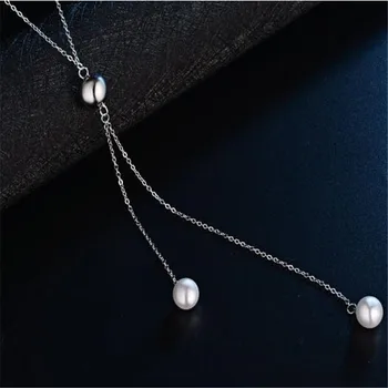 LULU-KIAULIŲ Karšto Pardavimo Grynas 925 Silver Pearl Megztinis Grandinės Ilgai Stiliaus korėjos Moterys Su Rudens Ir Žiemos DZ180