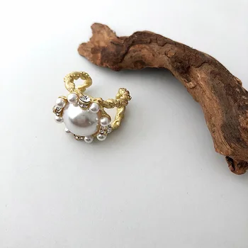 Orgin Vasaros Baroko Atidaryti Natūralių Gėlavandenių Perlų Atidaryti Žiedas Moterims, Elegantiškas Aukščio kalnų krištolas Žiedas Papuošalai, Aksesuarai