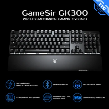 GameSir GK300 2,4 GHz Belaidžio ryšio Mechaninė Žaidimų Klaviatūra Aliuminio Lydinio Bluetooth Klaviatūra su Riešo Poilsio Android / iOS / VNT