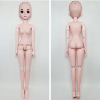 Naujas 1/3 60cm BJD Doll Perukas Suknelė Moterų Nude 3D Blakstienos Nuimamas Bendras Plikos Lėlės Plaukų Nuimamas Perukas Įstaiga Mergina Žaislą Dovanų