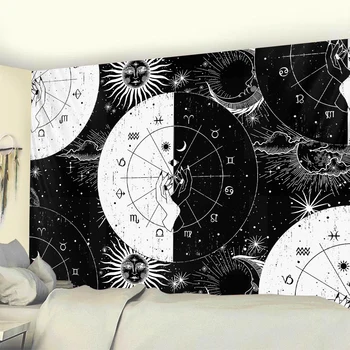 Sun Moon psichodelinio scena raganavimas namų meno dekoratyvinis siuvinėjimas Hipių Bohemijos dekoratyvinis Mandala jogos kilimėlis sofos antklodė