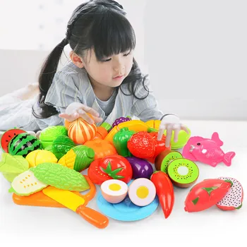 Vaikai virtuvės žaislai, Plastikiniai vaisiai ir daržovės žaislai pjovimo veget vaisių žaislas Apsimesti Žaisti, maisto pica virtuvė vaikams, žaislai