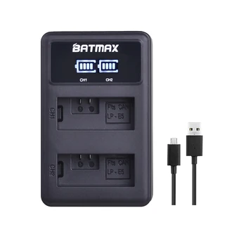 Batmax LP-E5 LPE5 LP E5 Fotoaparato Baterija+LED Dual USB Kroviklis skirtas Canon EOS EOS Rebel XS, Rebel T1i, Rebel XSi,1000D,500D,450D
