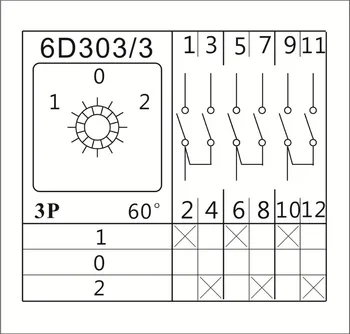 CANSEN LW26-20 20A Pasukimo Cam Jungiklis Reversinis mygtukas, 3 pozicijos, 1-0-2 3 Polių su IP65 vandeniui atspari dėžutė