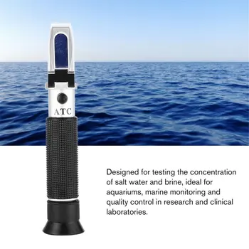 Dual Masto Jūros Vandens Druskingumas Refraktometru Metrų Salimeter 0~10% Matavimo Įrankis Akvariumo Vandens Stebėsena