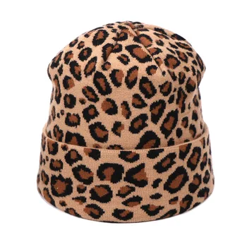 Naujas Žiemos Vyras Moteris Leopardas Spausdinti Megzti Skrybėlę Ir Skara Nustatyti Naują Nėrimo Šiltą Kepurę Skullies Unisex Kepurės Šilta Kepuraitė Tinka