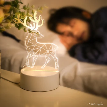 Naujovė Kūrybos 3D LED Nakties Šviesos Iliuzija Nakties Žibintas 3D Iliuzija Stalo Lempa Namų Dekoratyvinės Šviesos Kalėdų Dovana