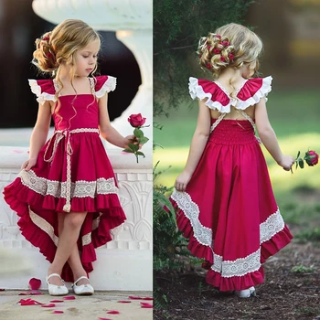 Princesė Mergaičių Suknelės 2019 M. Vasarą Boho Rankovių Nėrinių Suknelė Gimtadienio Princess Tutu Sukneles Vaikų Drabužių 0-5T