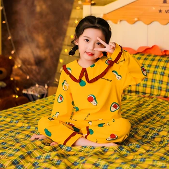 Vaikų Drabužių, Kombinezonas Baby Girl Pižama Nustatyti princesė, Gėlės, naktiniai drabužiai Vaisių Pijamas Rinkiniai Vaikams ilgomis Rankovėmis Sleepwear Rinkinys